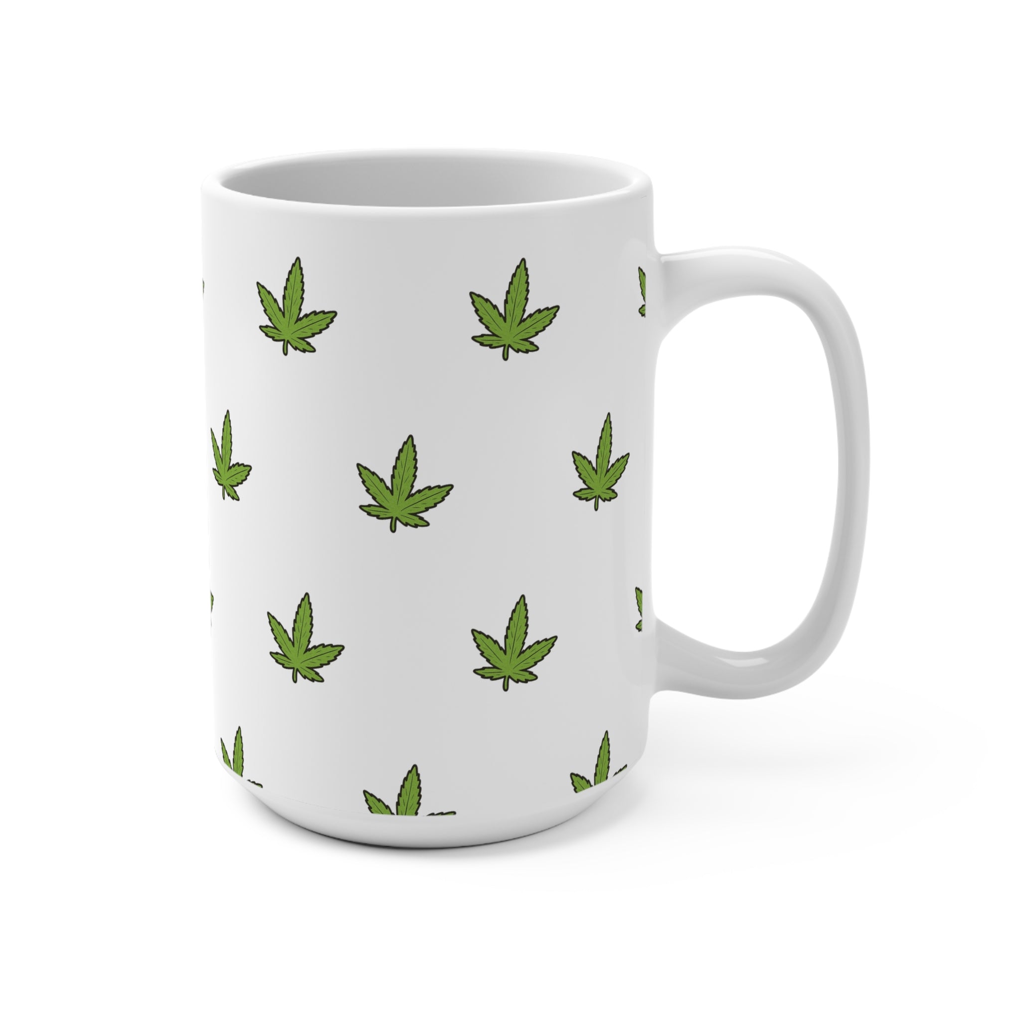Colorful Cannabis Leaf Mug - 15oz Ceramic Coffee Cup for Weed Lovers, Stoner Gift, Festival Use, Home or Office Decor, Nature Vibe