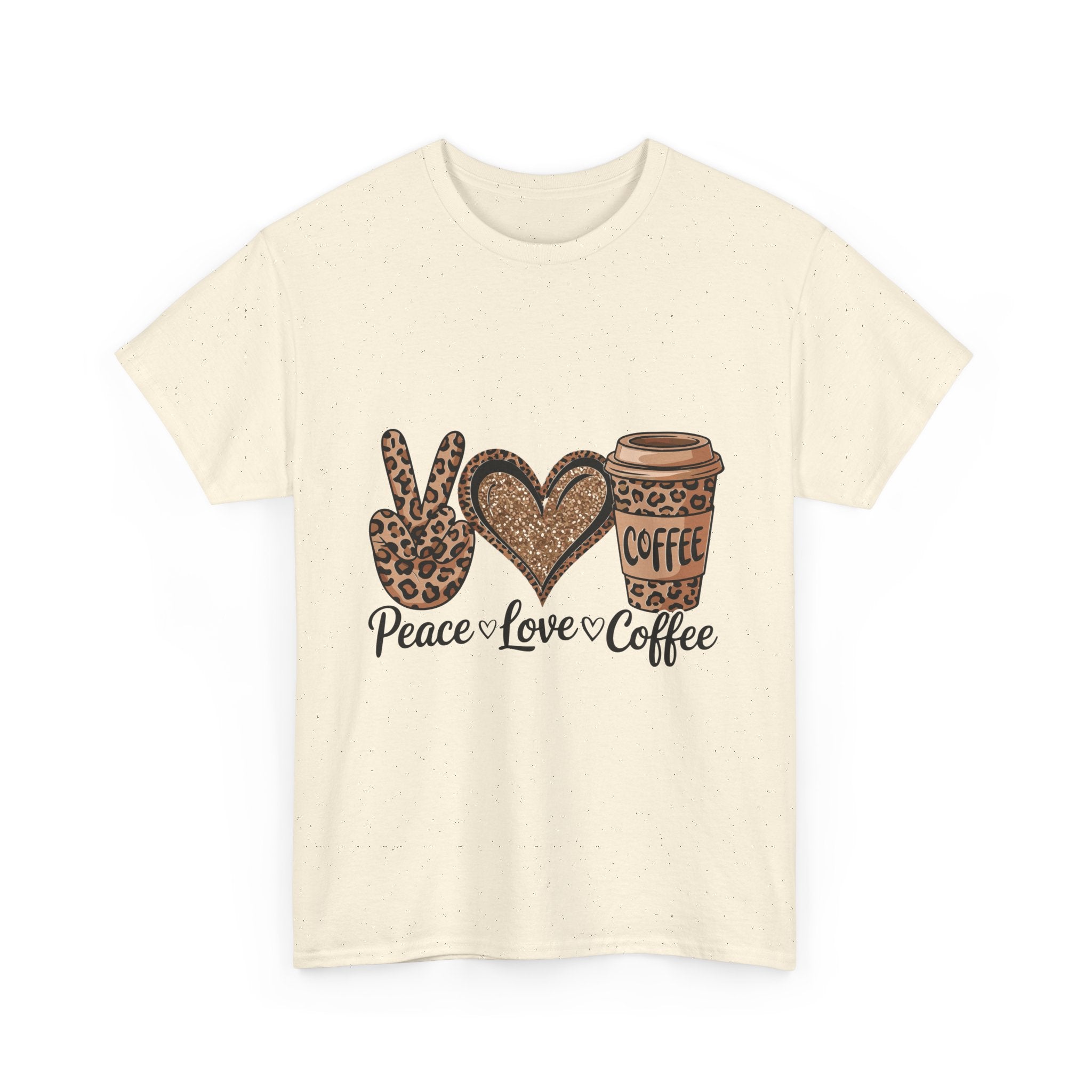 Peace, Love, Coffee Unisex Tee | Cozy Graphic Tee for Coffee Lovers