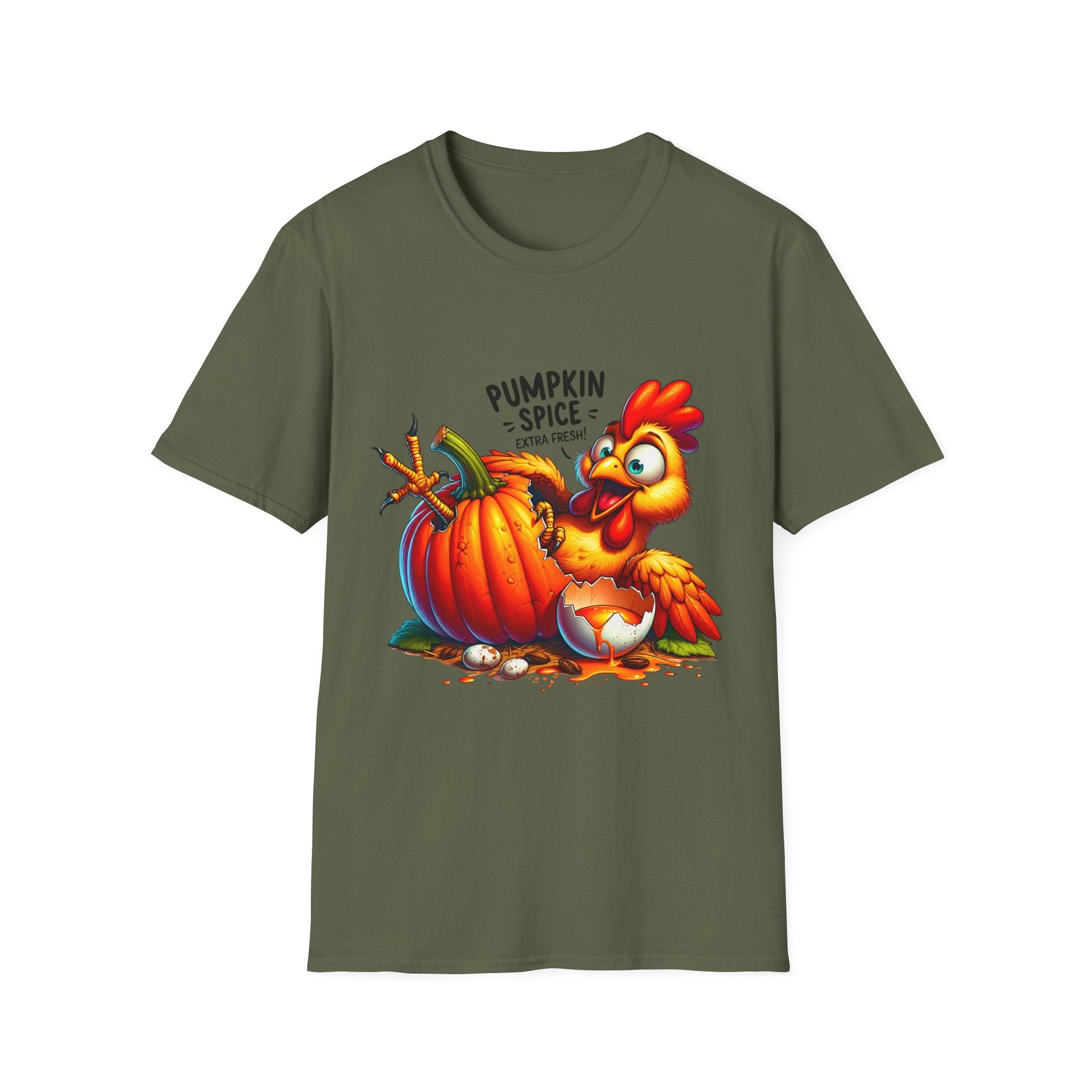 Pumpkin Spice Chicken T-Shirt, Fall Tees, Funny Halloween Shirt, Unisex Graphic Tee, Autumn Apparel, Gift for Thanksgiving