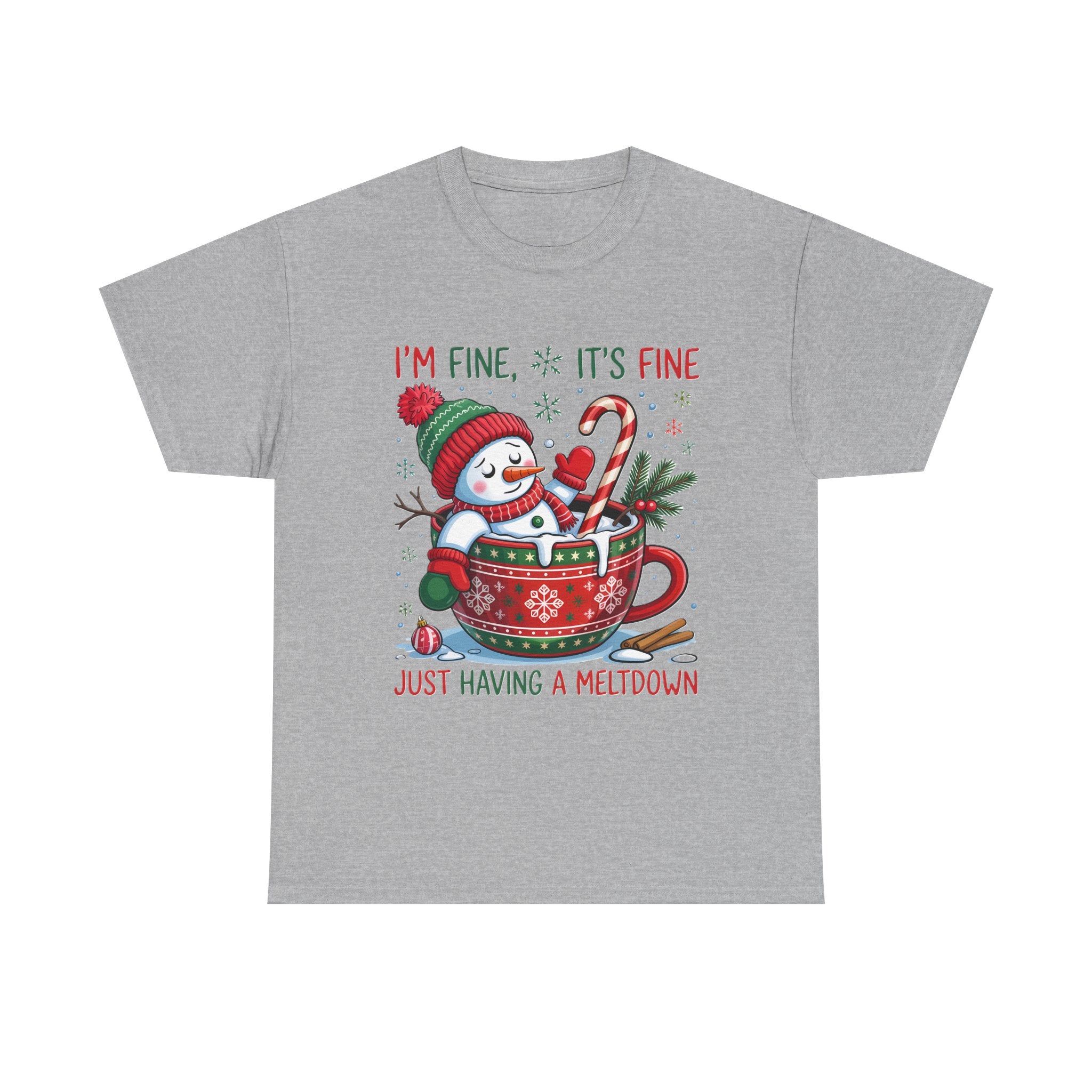 Snowman Meltdown Christmas Tee, Funny Tee, Holiday Gift, Winter Shirt, Unisex Cotton T-Shirt