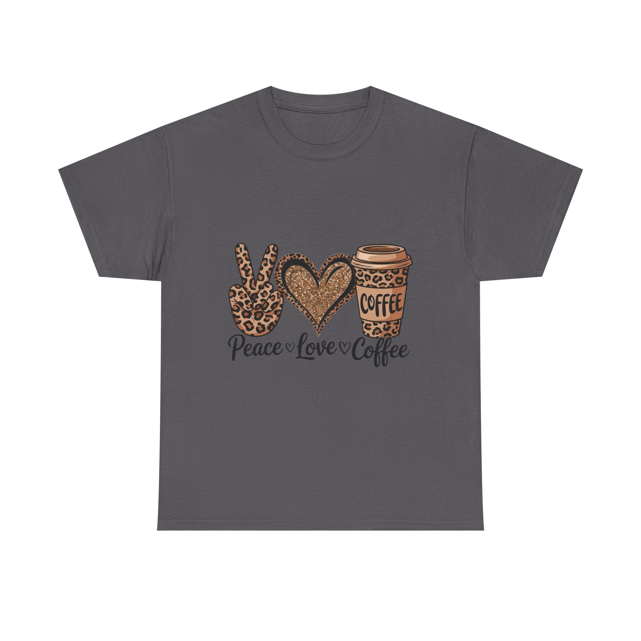 Peace, Love, Coffee Unisex Tee | Cozy Graphic Tee for Coffee Lovers