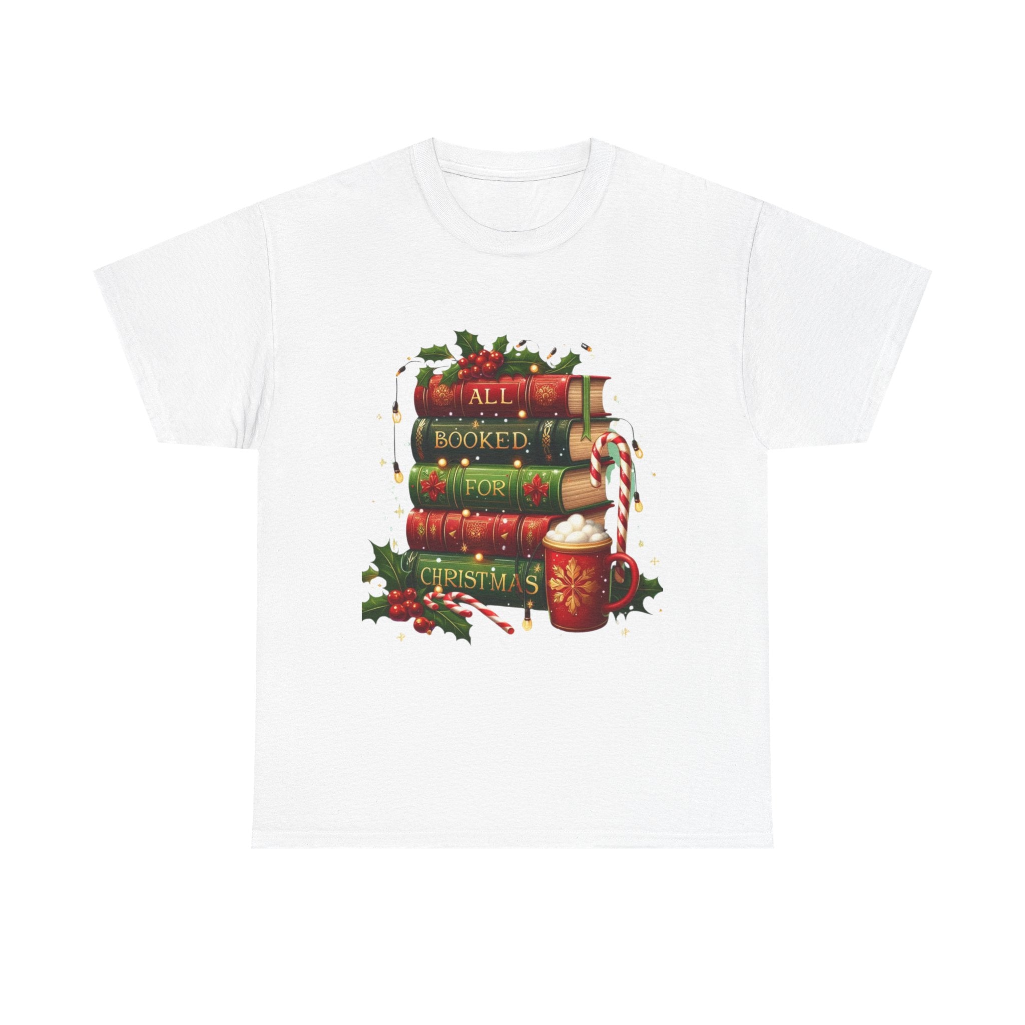 Christmas Themed Tee, Festive T-Shirt, Book Lovers Gift, Holiday Apparel, Cozy Winter Wear, Unisex Cotton Tee