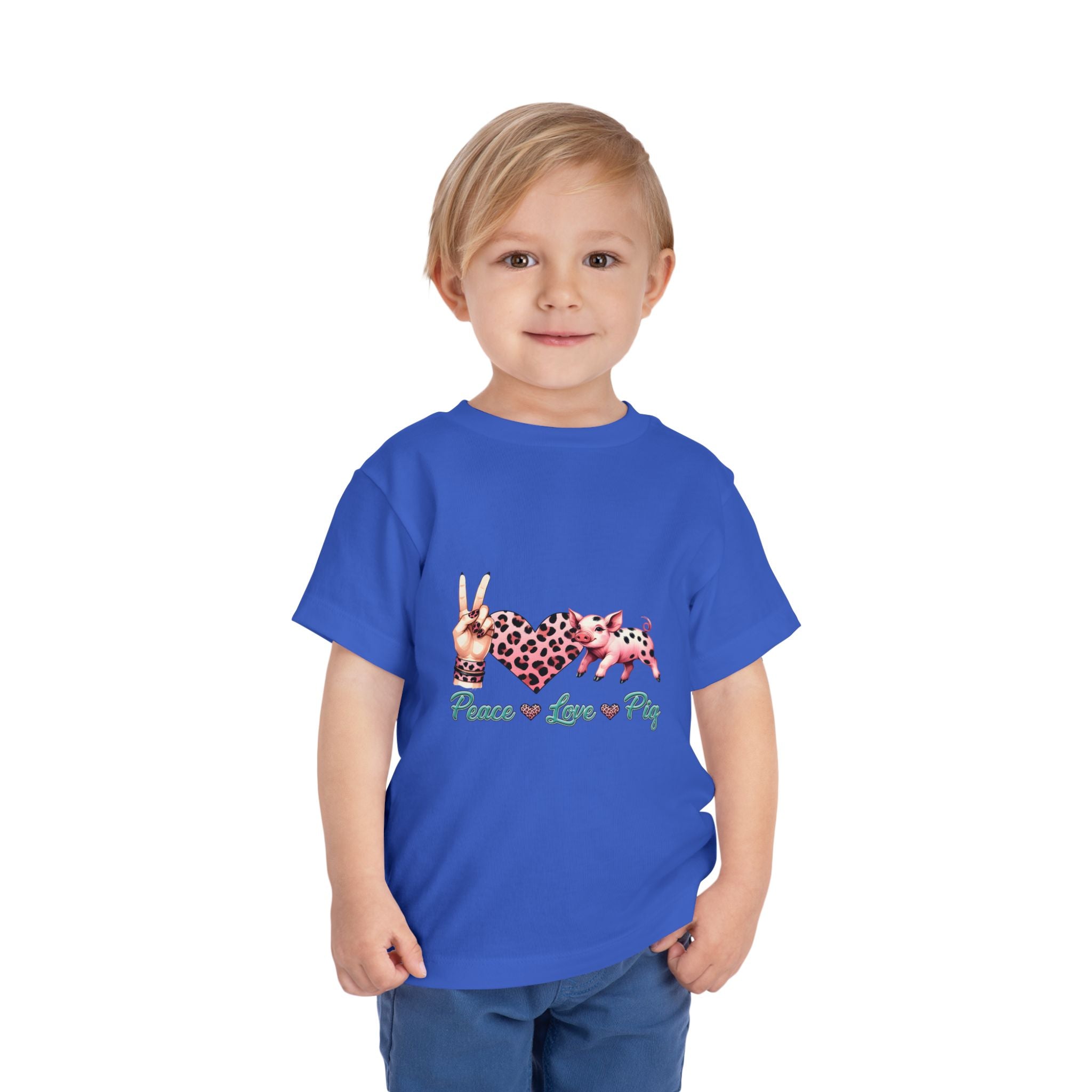 Toddler Peace, Love & Pig Tee, Cute Kid's T-Shirt, Animal Lovers Gift, Birthday Outfit, Playful Graphic Tee