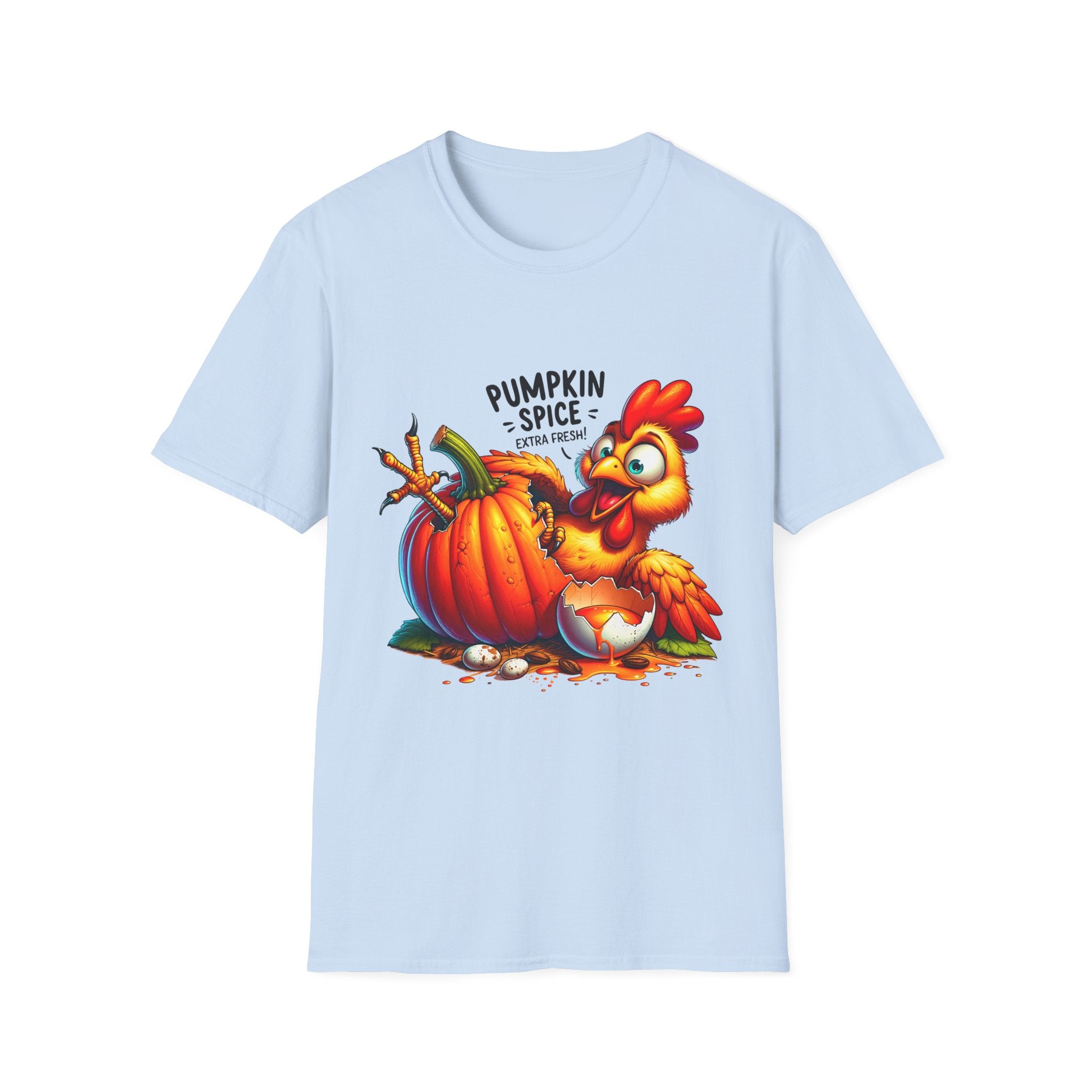 Pumpkin Spice Chicken T-Shirt, Fall Tees, Funny Halloween Shirt, Unisex Graphic Tee, Autumn Apparel, Gift for Thanksgiving