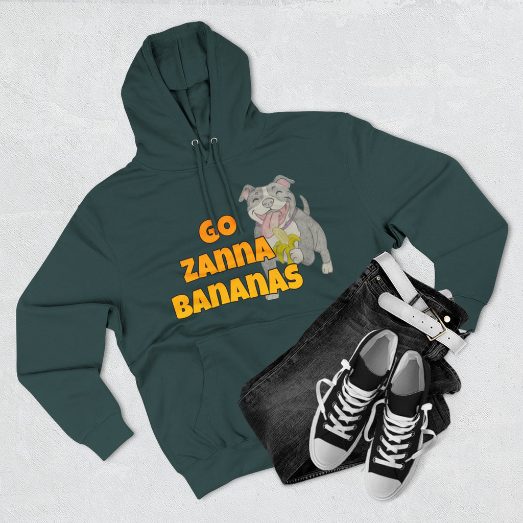 Go Zanna Bananas Fleece Hoodie, Funny Pet Lover Gift, Cozy Sweatshirt for Dog Owners, Perfect for Casual Wear, Great for Birthdays
