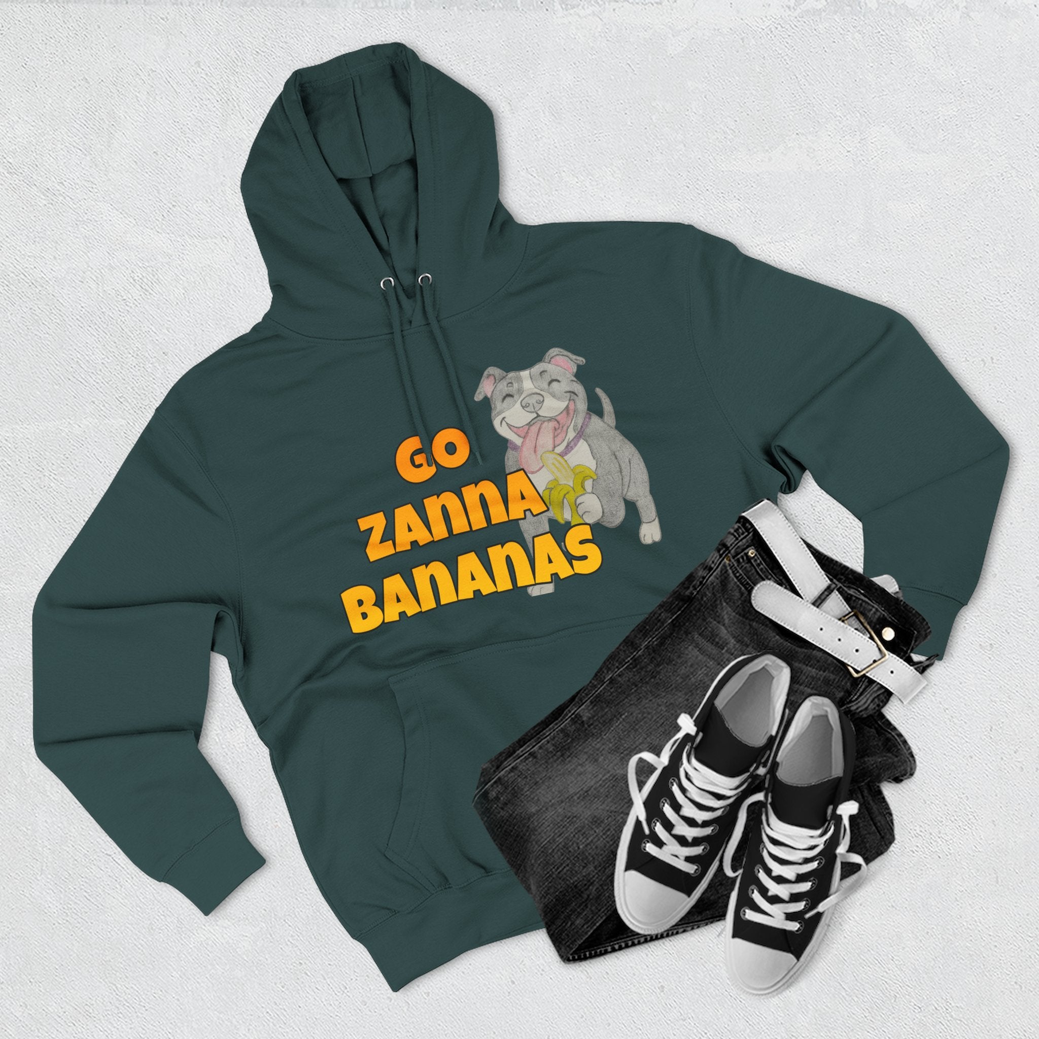 Go Zanna Bananas Fleece Hoodie, Funny Pet Lover Gift, Cozy Sweatshirt for Dog Owners, Perfect for Casual Wear, Great for Birthdays