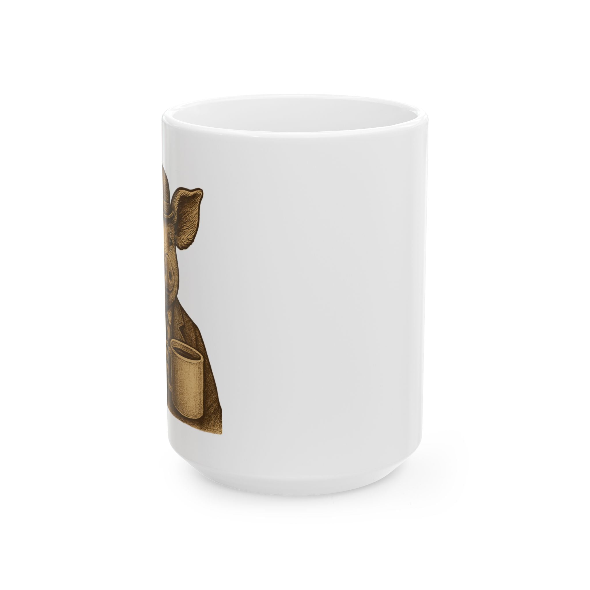 Pig holding coffee 11 oz