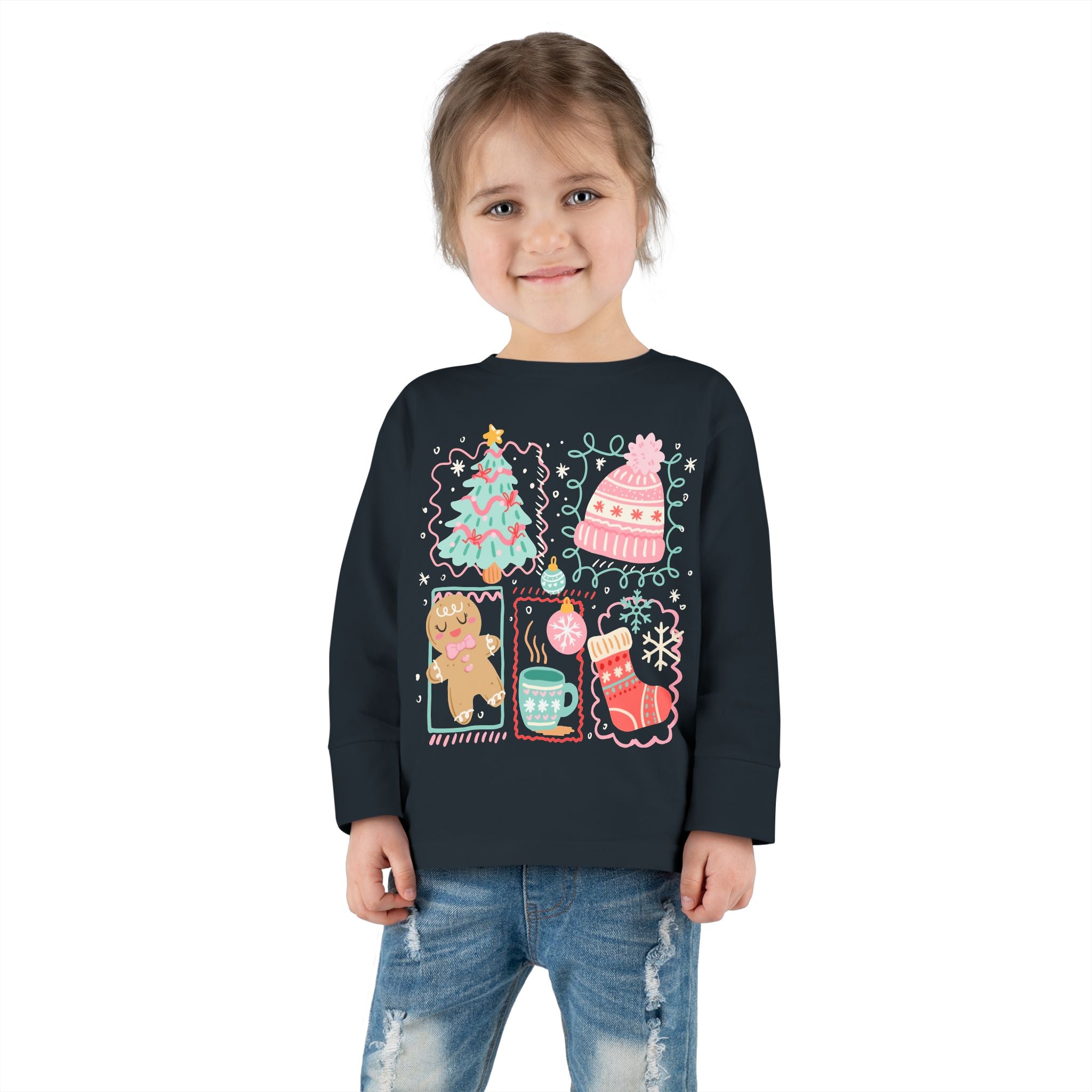 Cozy Holiday Toddler Tee, Christmas Shirt, Winter Long Sleeve, Cute Kids Apparel, Perfect Gift for Kids