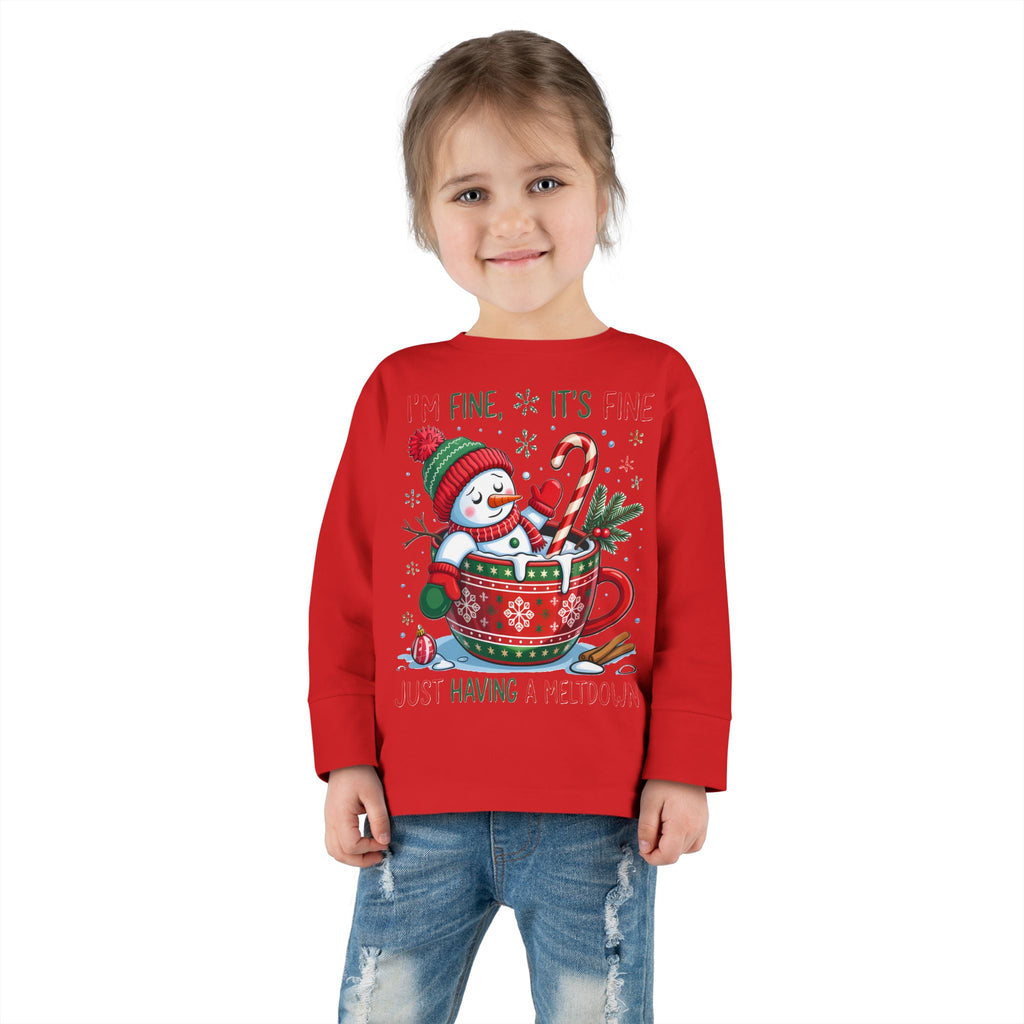 Cute Holiday Toddler Long Sleeve Tee, Christmas Shirt, Funny Snowman Top, Children's Winter Apparel, Merry & Bright Gift