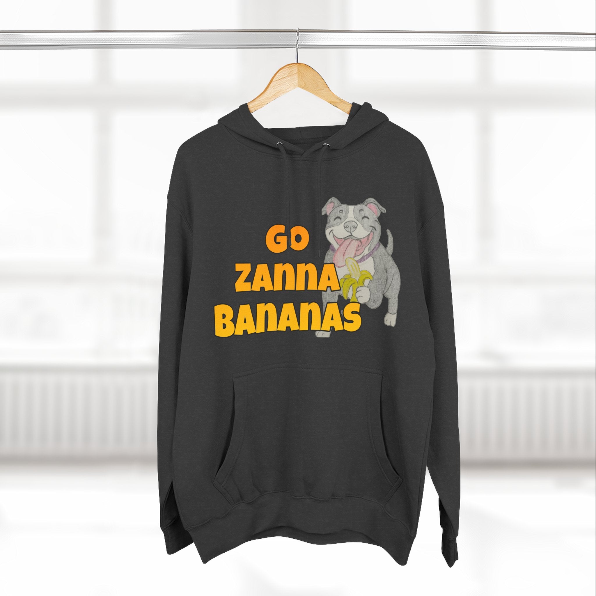 Go Zanna Bananas Fleece Hoodie, Funny Pet Lover Gift, Cozy Sweatshirt for Dog Owners, Perfect for Casual Wear, Great for Birthdays