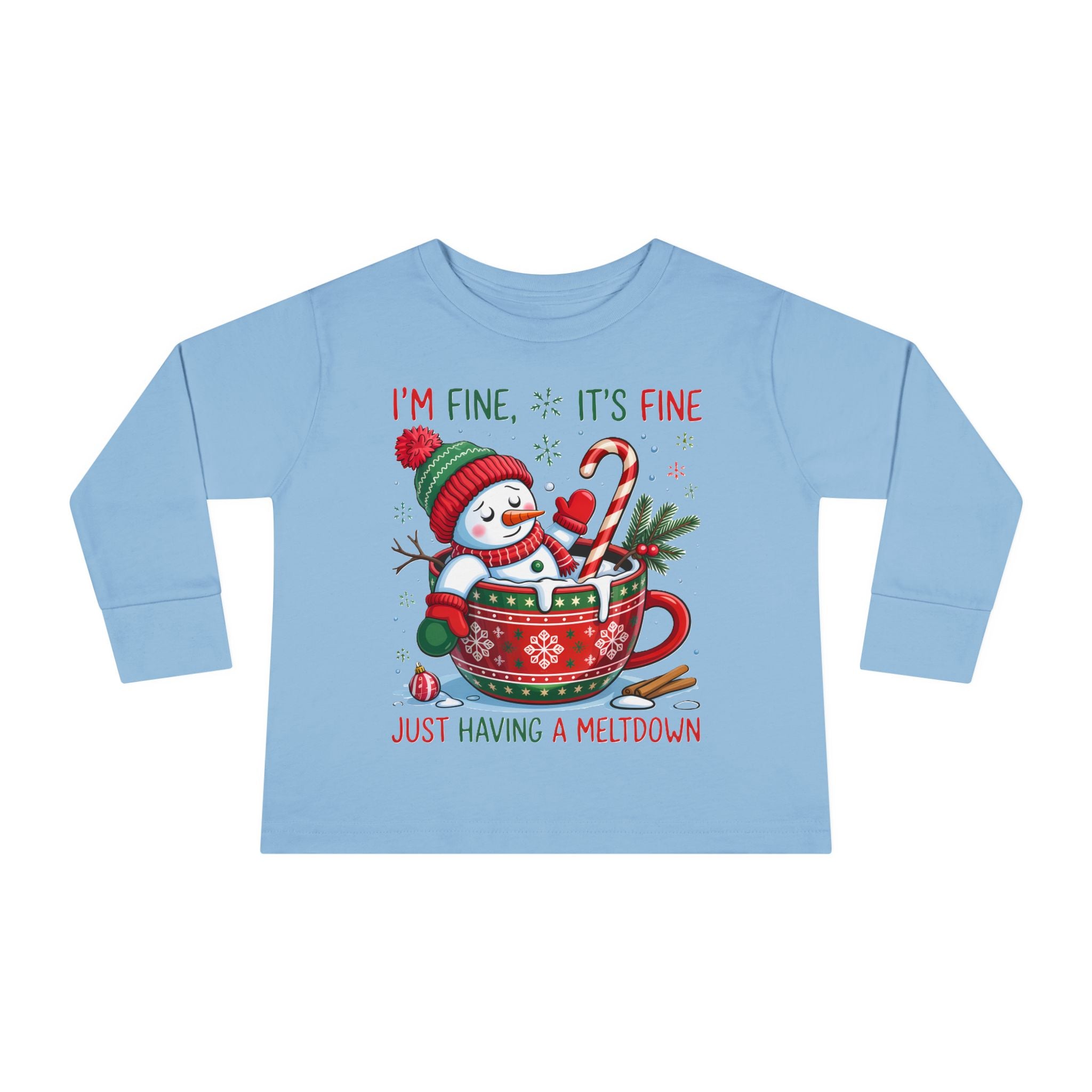 Cute Holiday Toddler Long Sleeve Tee, Christmas Shirt, Funny Snowman Top, Children's Winter Apparel, Merry & Bright Gift