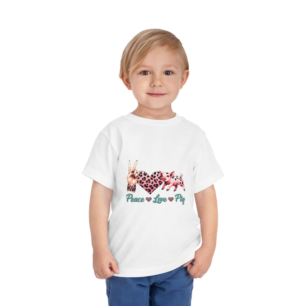 Toddler Peace, Love & Pig Tee, Cute Kid's T-Shirt, Animal Lovers Gift, Birthday Outfit, Playful Graphic Tee