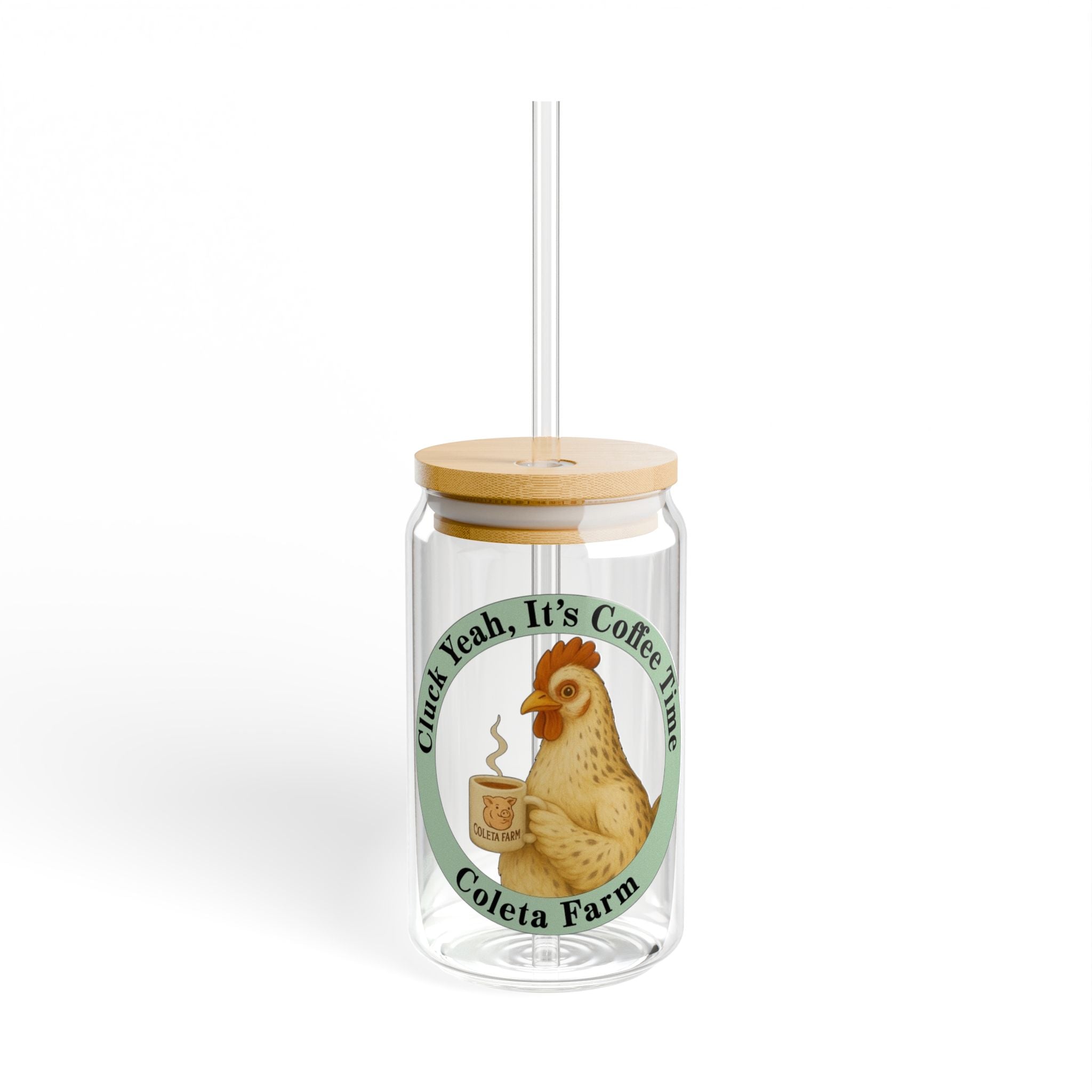Charming 16 oz Sipper Glass with Farm Fresh Design, Perfect for Coffee Lovers, Gift Idea, Farmhouse Decor, Eco-Friendly Drinkware