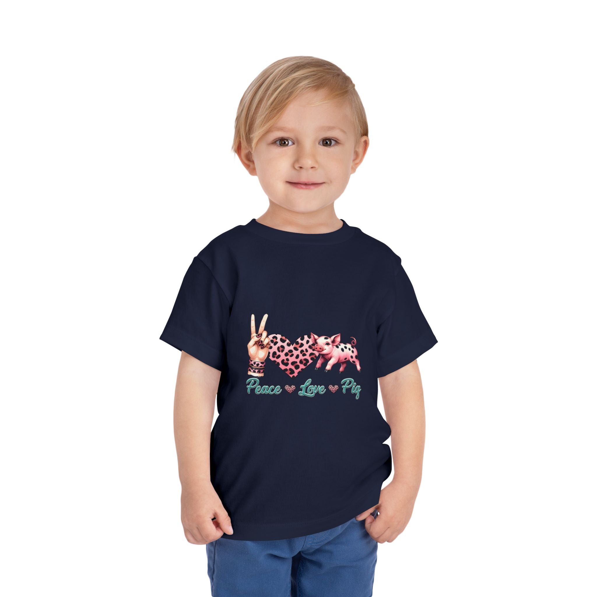 Toddler Peace, Love & Pig Tee, Cute Kid's T-Shirt, Animal Lovers Gift, Birthday Outfit, Playful Graphic Tee