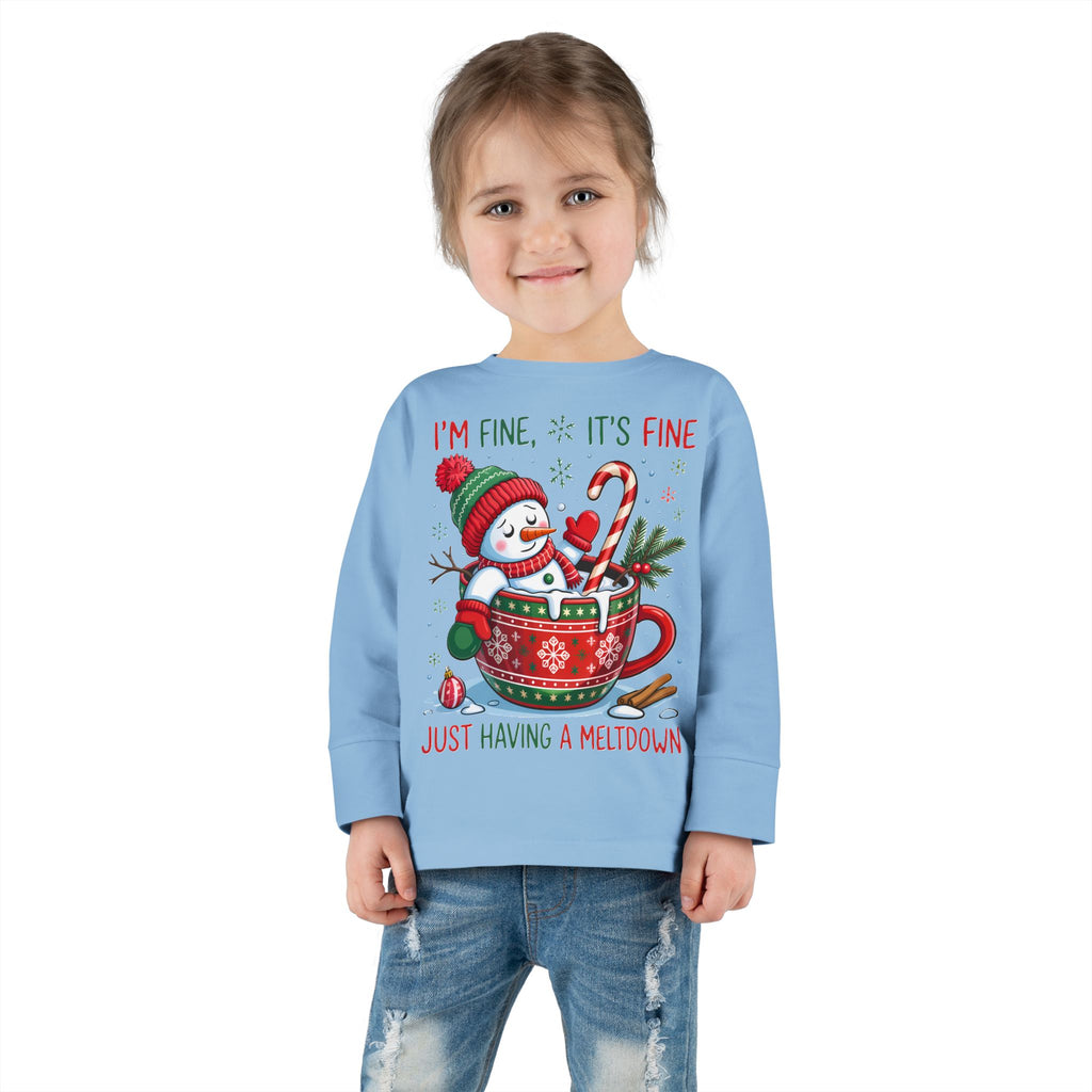 Cute Holiday Toddler Long Sleeve Tee, Christmas Shirt, Funny Snowman Top, Children's Winter Apparel, Merry & Bright Gift