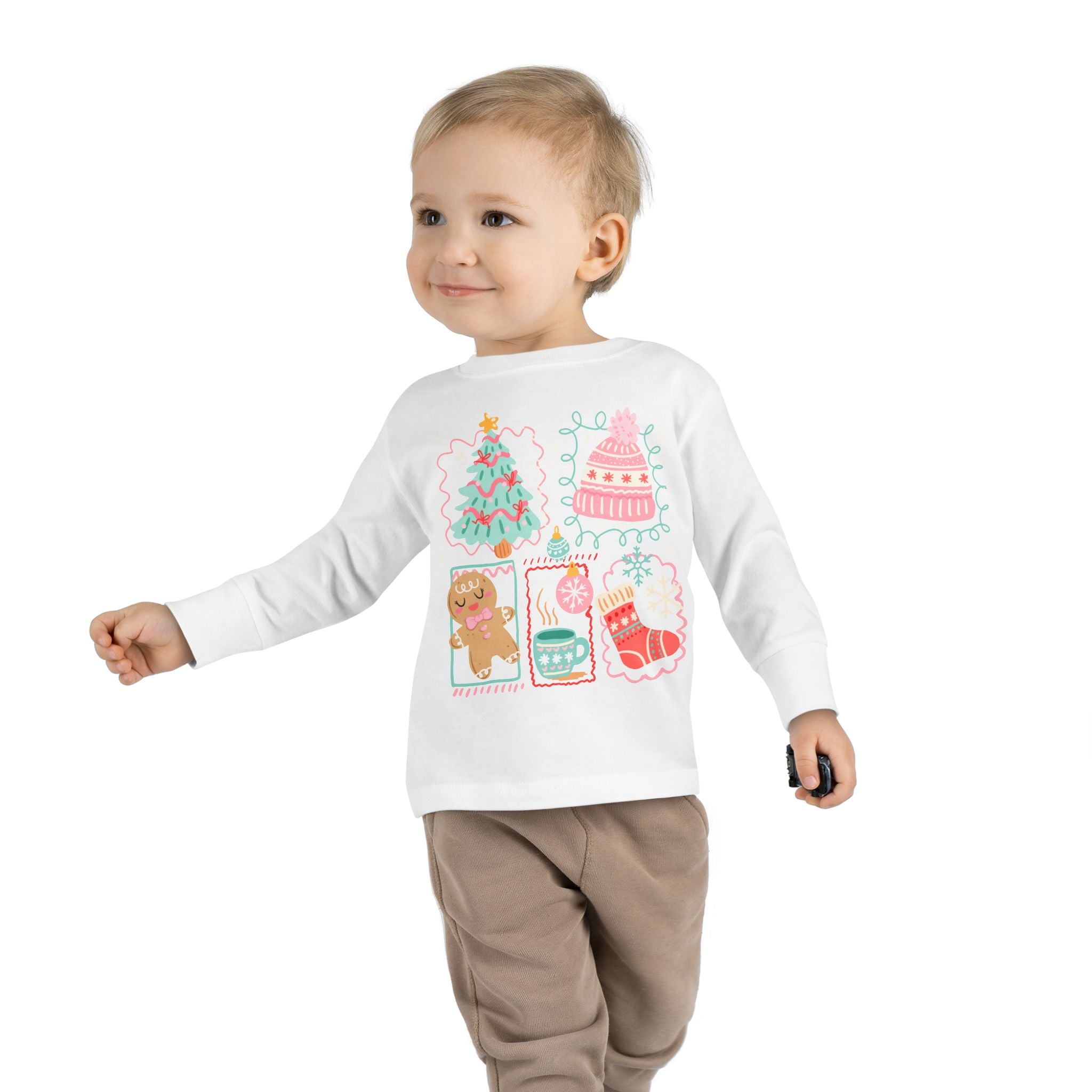 Cozy Holiday Toddler Tee, Christmas Shirt, Winter Long Sleeve, Cute Kids Apparel, Perfect Gift for Kids