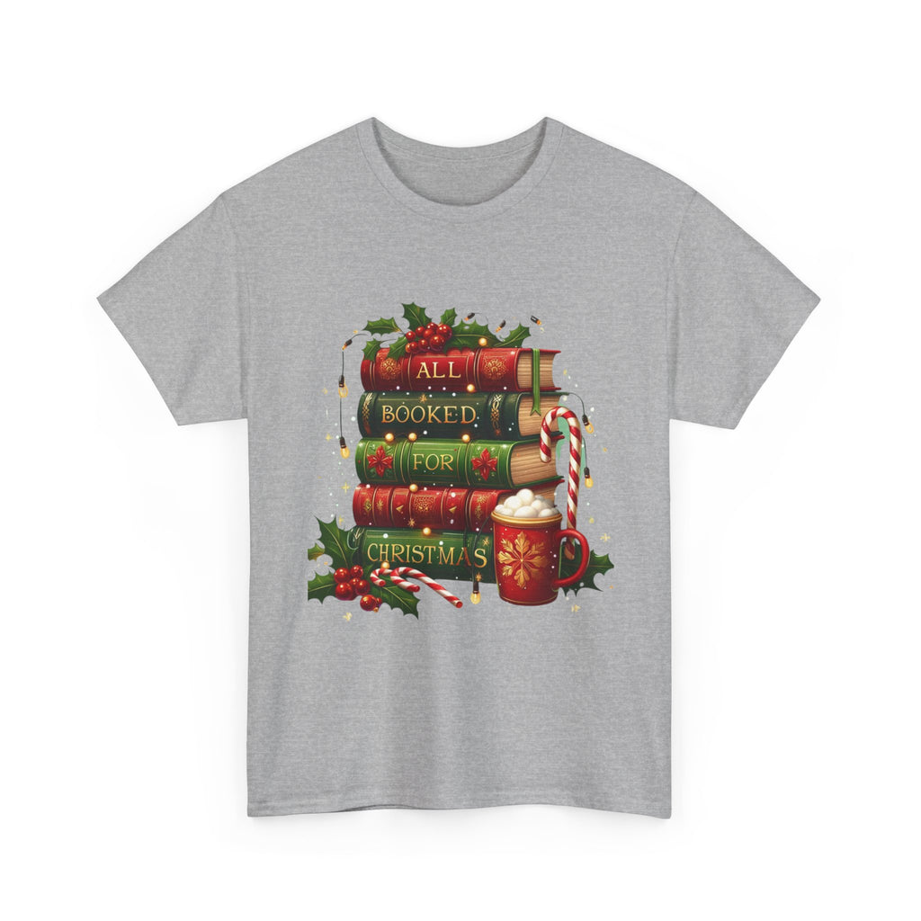 Christmas Themed Tee, Festive T-Shirt, Book Lovers Gift, Holiday Apparel, Cozy Winter Wear, Unisex Cotton Tee