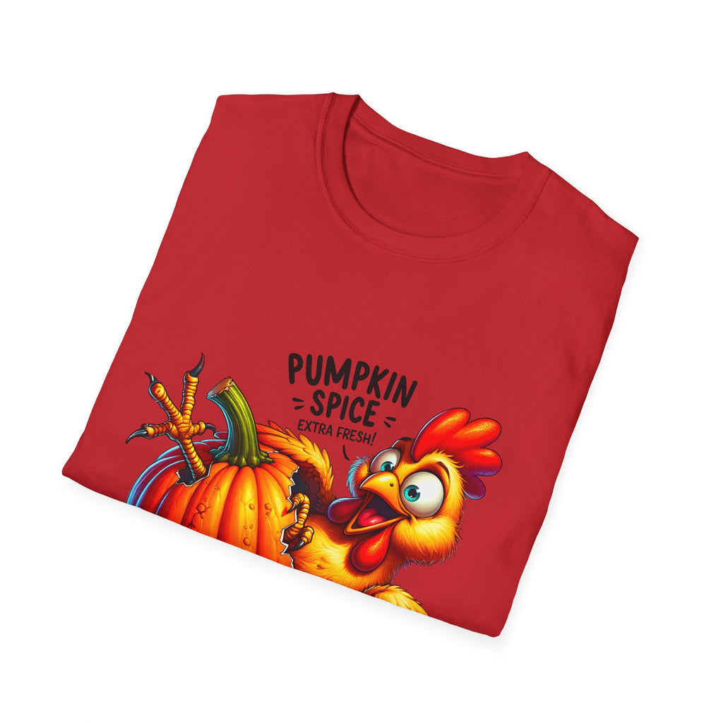 Pumpkin Spice Chicken T-Shirt, Fall Tees, Funny Halloween Shirt, Unisex Graphic Tee, Autumn Apparel, Gift for Thanksgiving