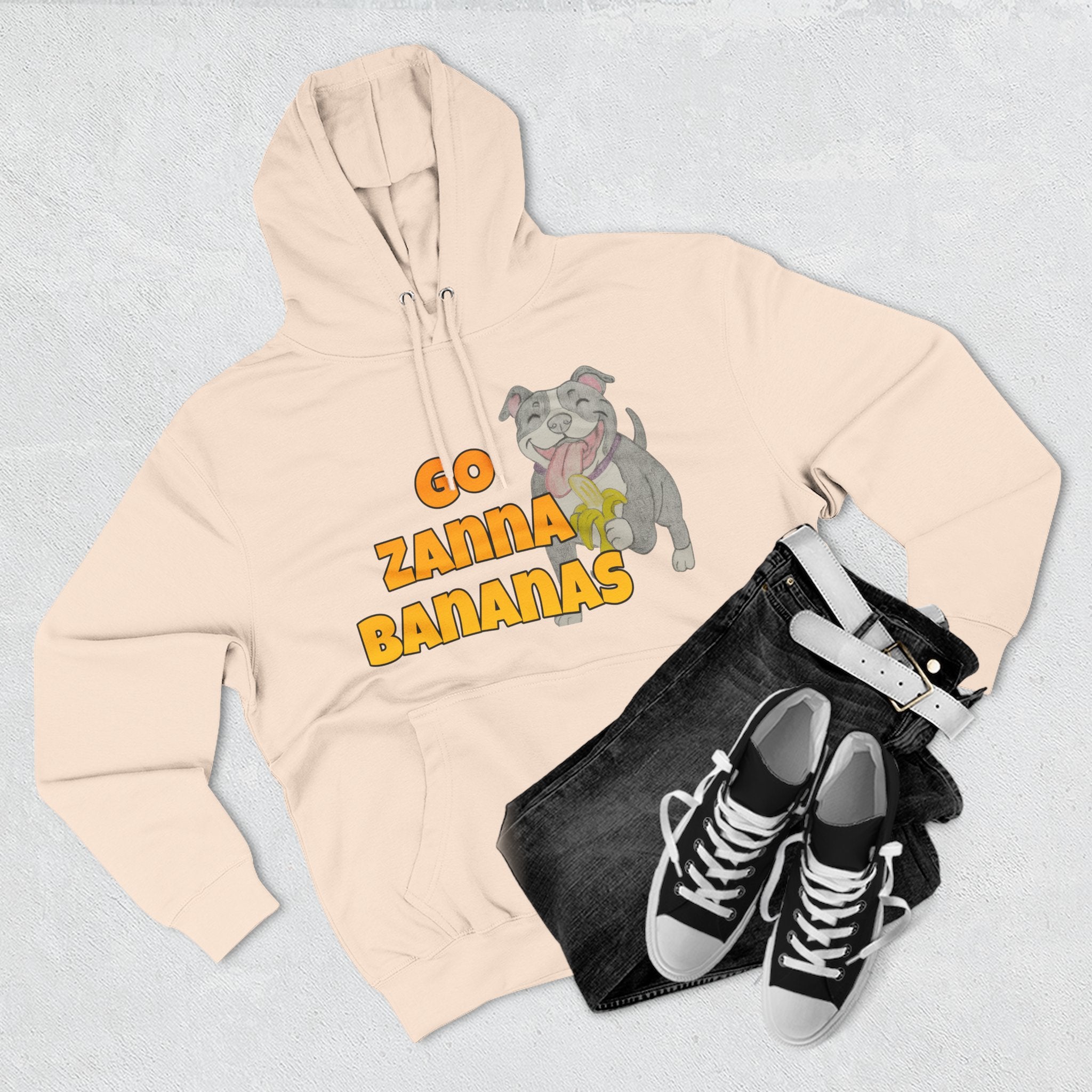 Go Zanna Bananas Fleece Hoodie, Funny Pet Lover Gift, Cozy Sweatshirt for Dog Owners, Perfect for Casual Wear, Great for Birthdays
