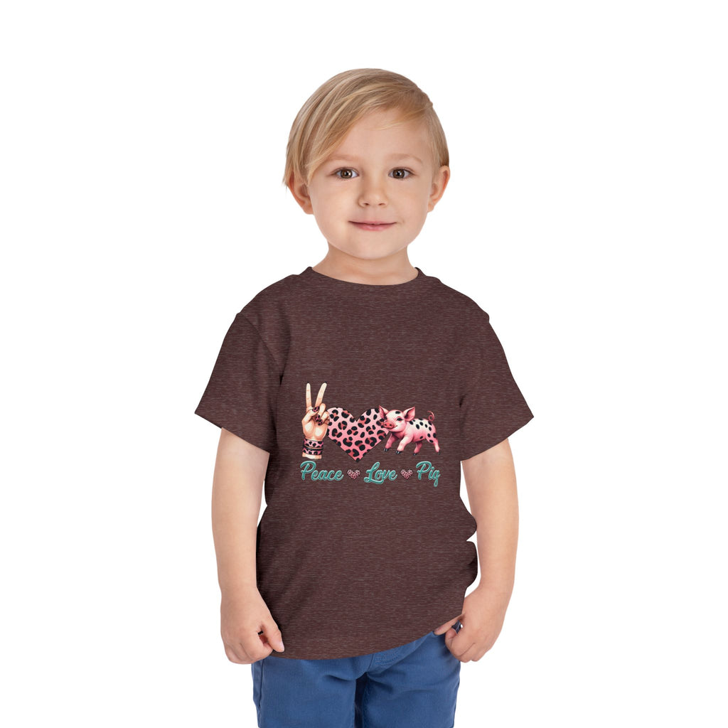 Toddler Peace, Love & Pig Tee, Cute Kid's T-Shirt, Animal Lovers Gift, Birthday Outfit, Playful Graphic Tee