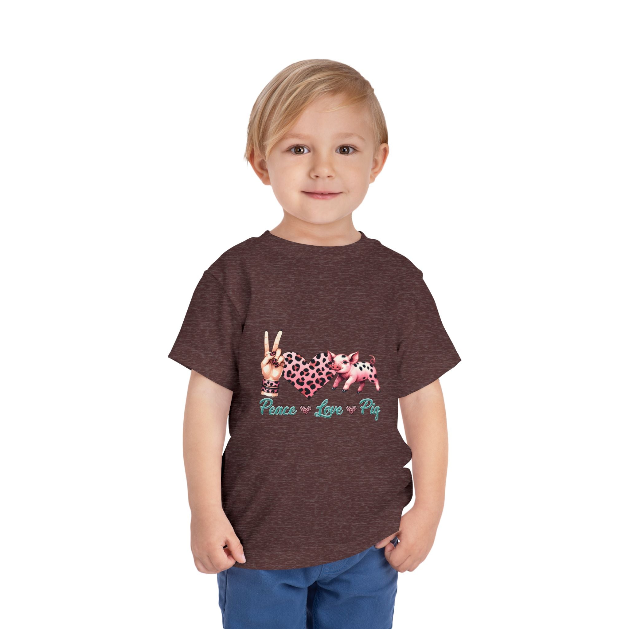 Toddler Peace, Love & Pig Tee, Cute Kid's T-Shirt, Animal Lovers Gift, Birthday Outfit, Playful Graphic Tee
