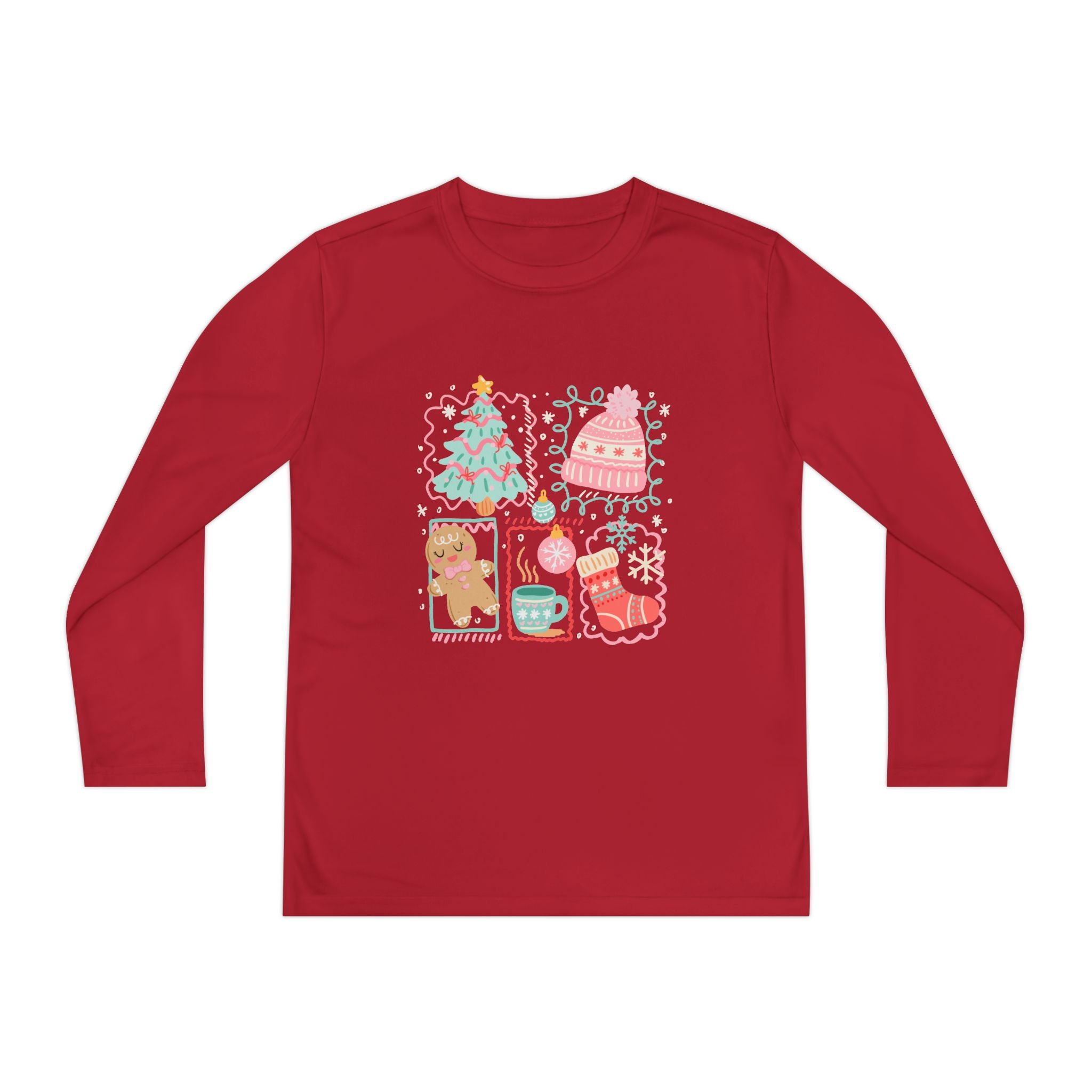 Youth Long Sleeve Christmas Tee, Holiday Shirt for Kids, Cozy Winter Apparel, Gift Idea for Christmas & Birthdays, Festive Clothing