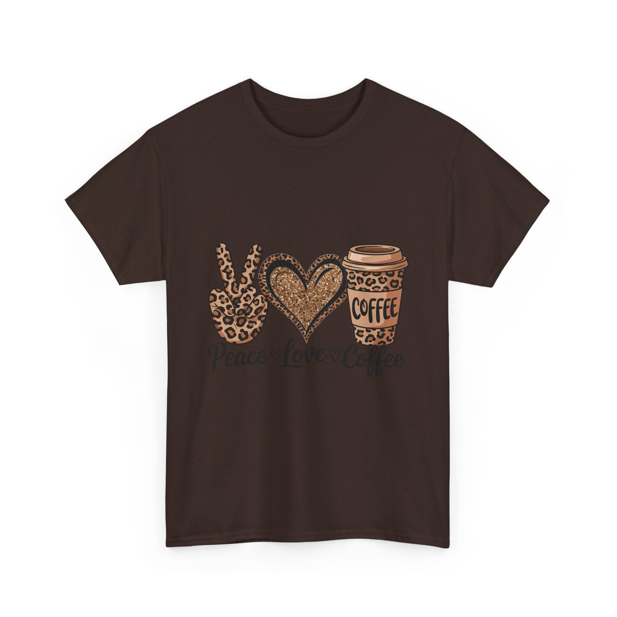 Peace, Love, Coffee Unisex Tee | Cozy Graphic Tee for Coffee Lovers