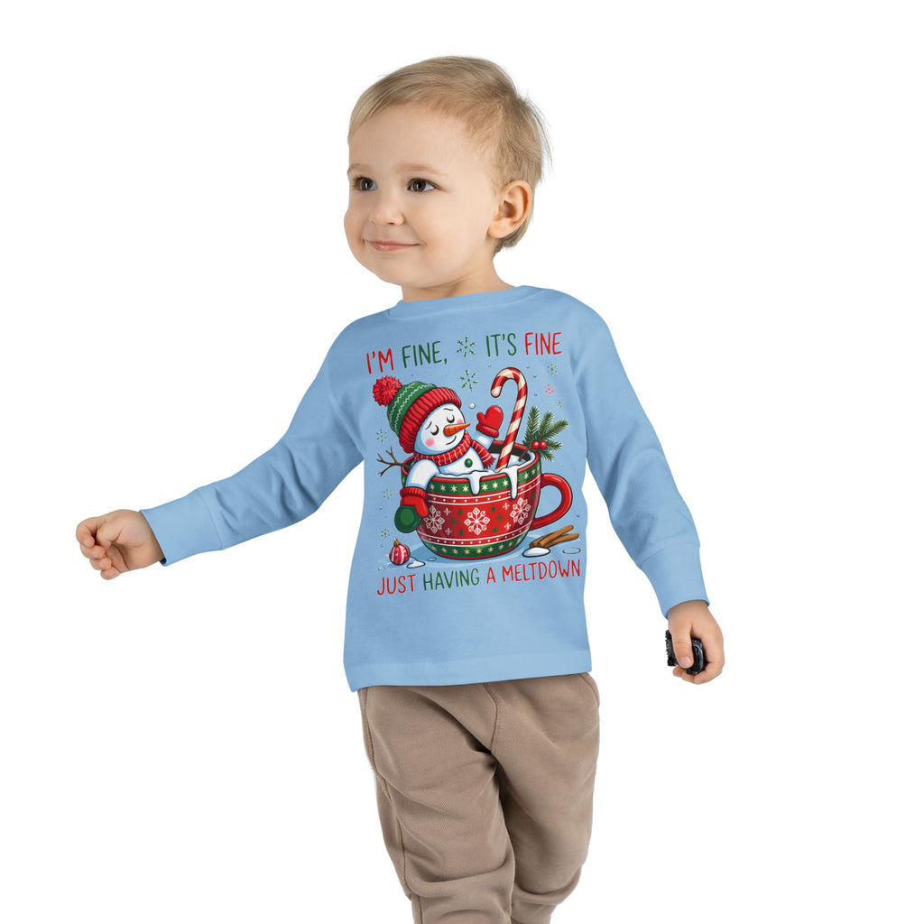Cute Holiday Toddler Long Sleeve Tee, Christmas Shirt, Funny Snowman Top, Children's Winter Apparel, Merry & Bright Gift