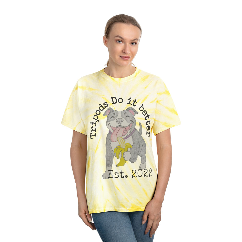 Cheerful Tie-Dye Tee, Perfect Gift for Dog Lovers, Casual Summer Wear, Fun Birthday Tops, Unique Pet Apparel