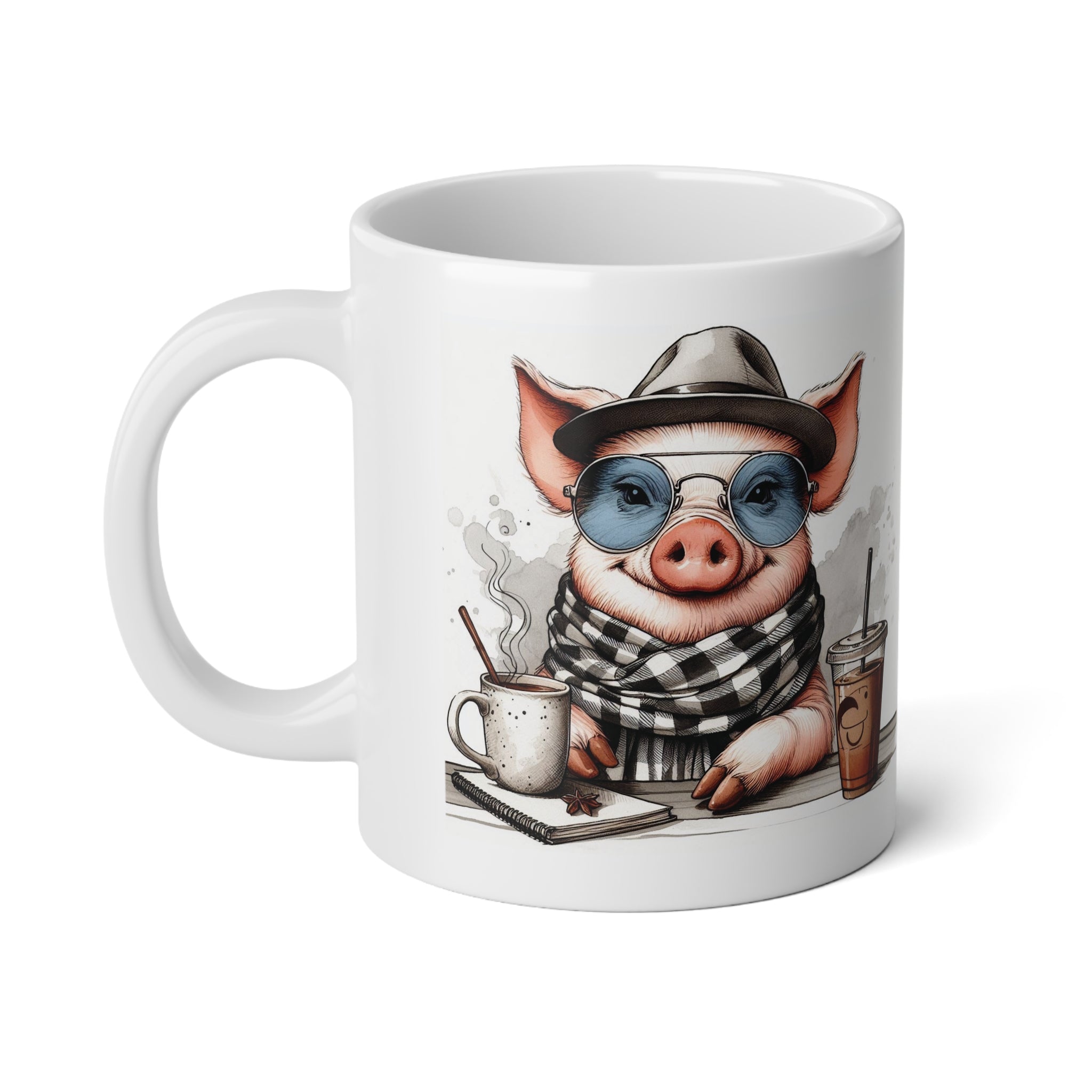 Playful Pig Jumbo Mug - 20oz, Cute Farmhouse Coffee Cup, Funny Pig Mug, Gift for Pig Lovers, Quirky Kitchen Decor