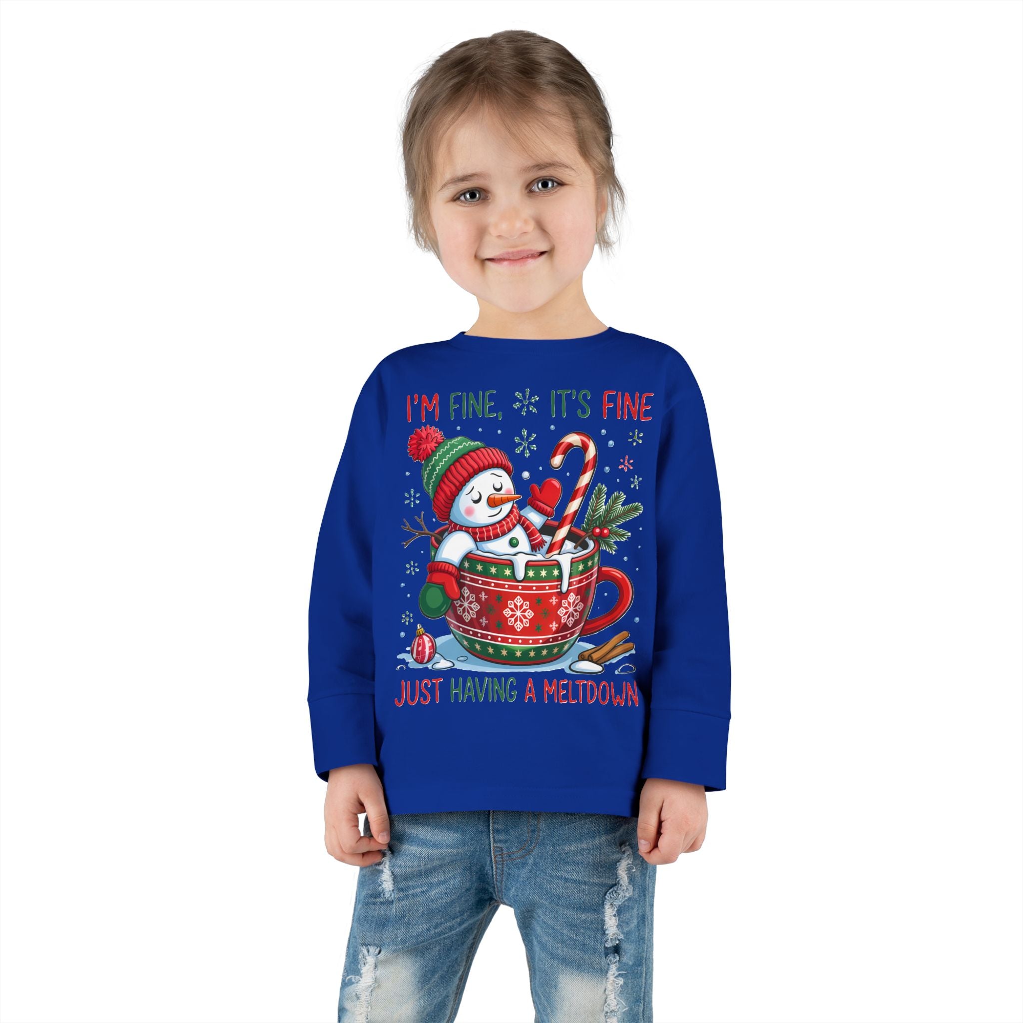 Cute Holiday Toddler Long Sleeve Tee, Christmas Shirt, Funny Snowman Top, Children's Winter Apparel, Merry & Bright Gift