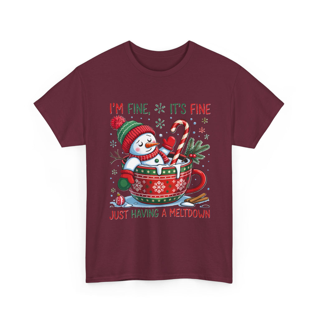 Snowman Meltdown Christmas Tee, Funny Tee, Holiday Gift, Winter Shirt, Unisex Cotton T-Shirt
