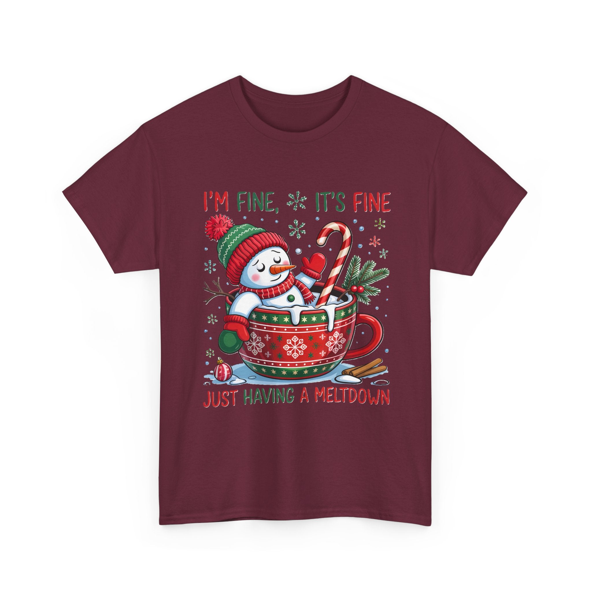 Snowman Meltdown Christmas Tee, Funny Tee, Holiday Gift, Winter Shirt, Unisex Cotton T-Shirt