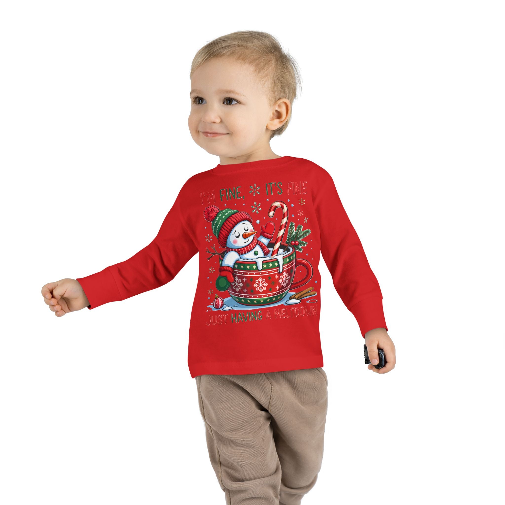 Cute Holiday Toddler Long Sleeve Tee, Christmas Shirt, Funny Snowman Top, Children's Winter Apparel, Merry & Bright Gift