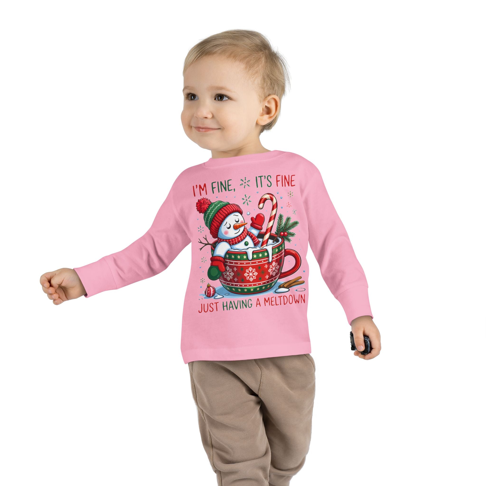 Cute Holiday Toddler Long Sleeve Tee, Christmas Shirt, Funny Snowman Top, Children's Winter Apparel, Merry & Bright Gift