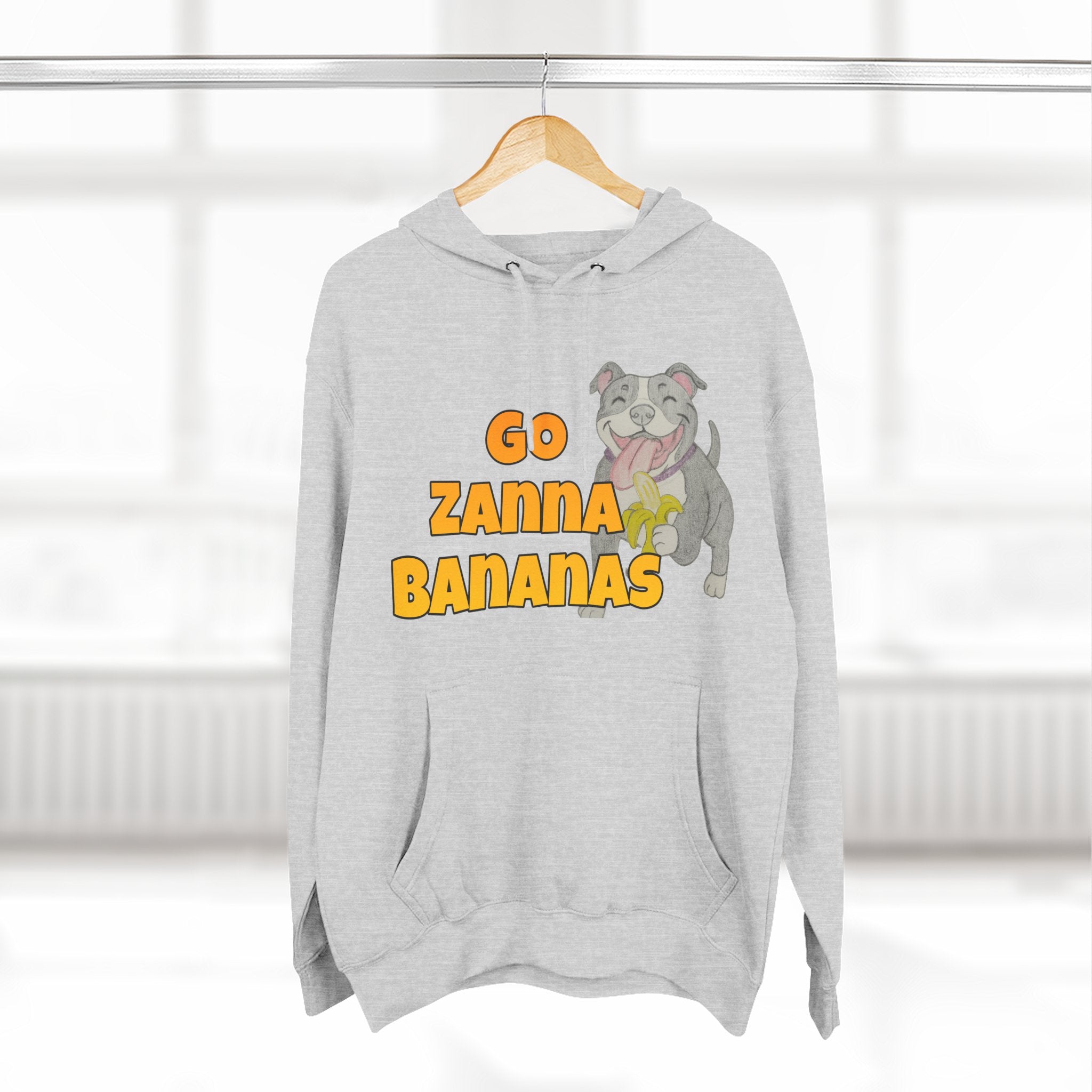 Go Zanna Bananas Fleece Hoodie, Funny Pet Lover Gift, Cozy Sweatshirt for Dog Owners, Perfect for Casual Wear, Great for Birthdays