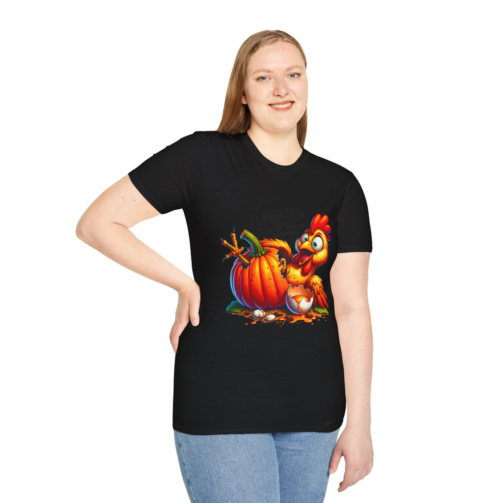 Pumpkin Spice Chicken T-Shirt, Fall Tees, Funny Halloween Shirt, Unisex Graphic Tee, Autumn Apparel, Gift for Thanksgiving