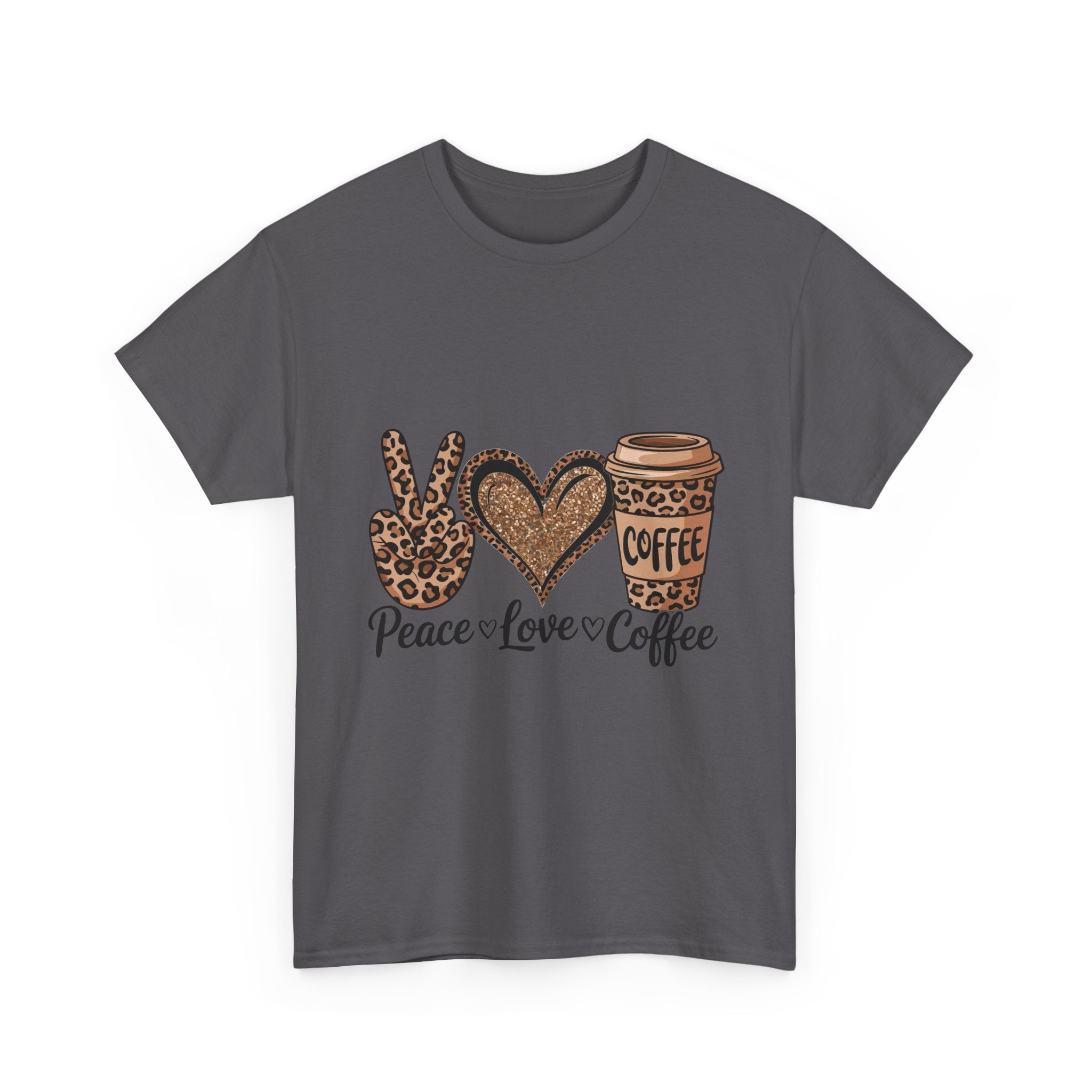 Peace, Love, Coffee Unisex Tee | Cozy Graphic Tee for Coffee Lovers