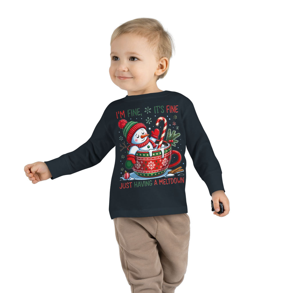 Cute Holiday Toddler Long Sleeve Tee, Christmas Shirt, Funny Snowman Top, Children's Winter Apparel, Merry & Bright Gift