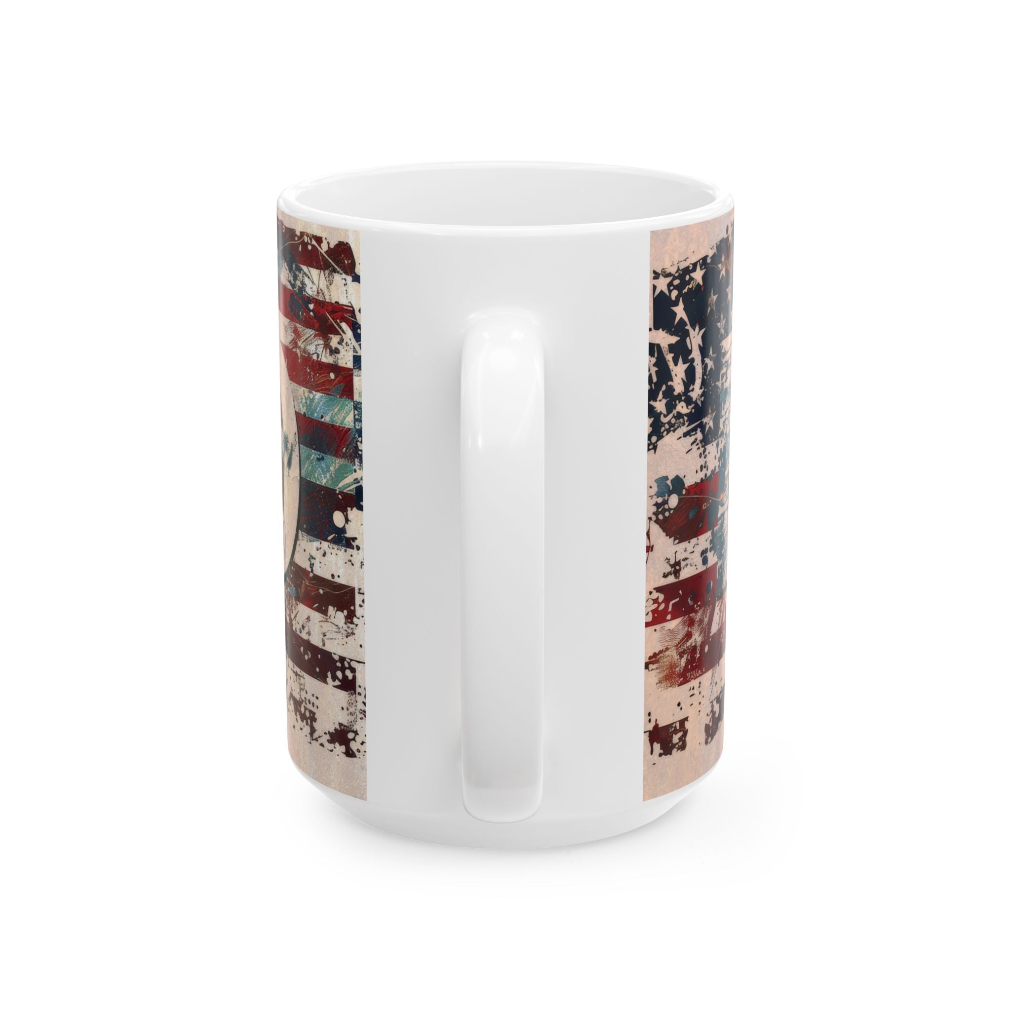 Vintage American Flag Ceramic Mug | Rustic Coffee Cup | Gift for Dad, Mechanic, Independence Day, Father's Day, Americana Decor
