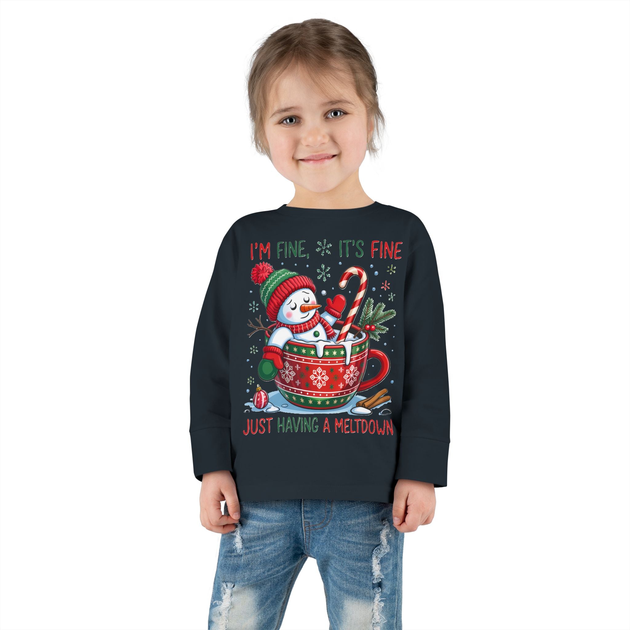 Cute Holiday Toddler Long Sleeve Tee, Christmas Shirt, Funny Snowman Top, Children's Winter Apparel, Merry & Bright Gift